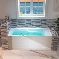 60" White Alcove Acrylic Jetted Tub with Heated Soaking and LED Lights Left Drain BS6030L 2