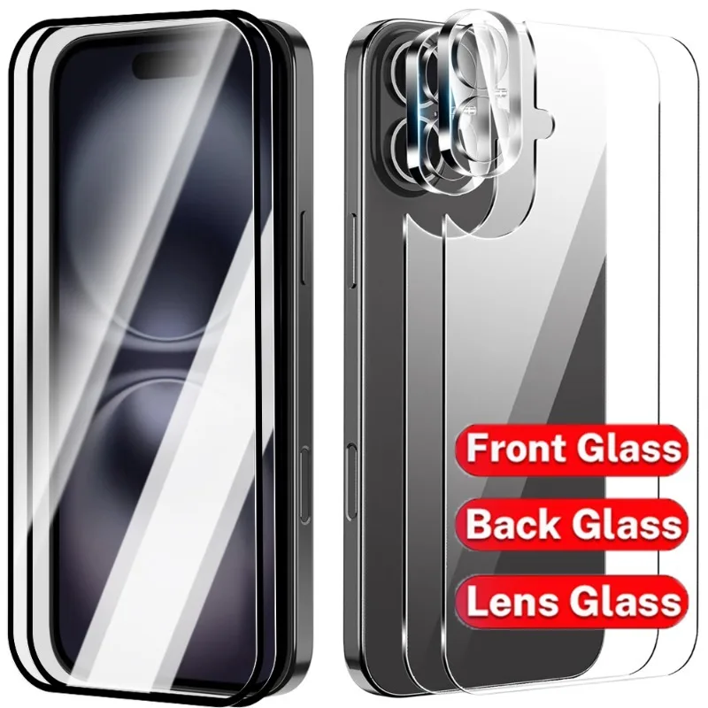 Premium 6-in-1 Front and Back Tempered Glass Set with HD Camera Lens Protection - Anti-Scratch Screen Guard