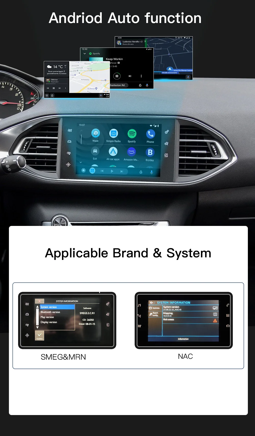 Carplay and Android Auto module For SMEG Citroen C4 C5 DS3