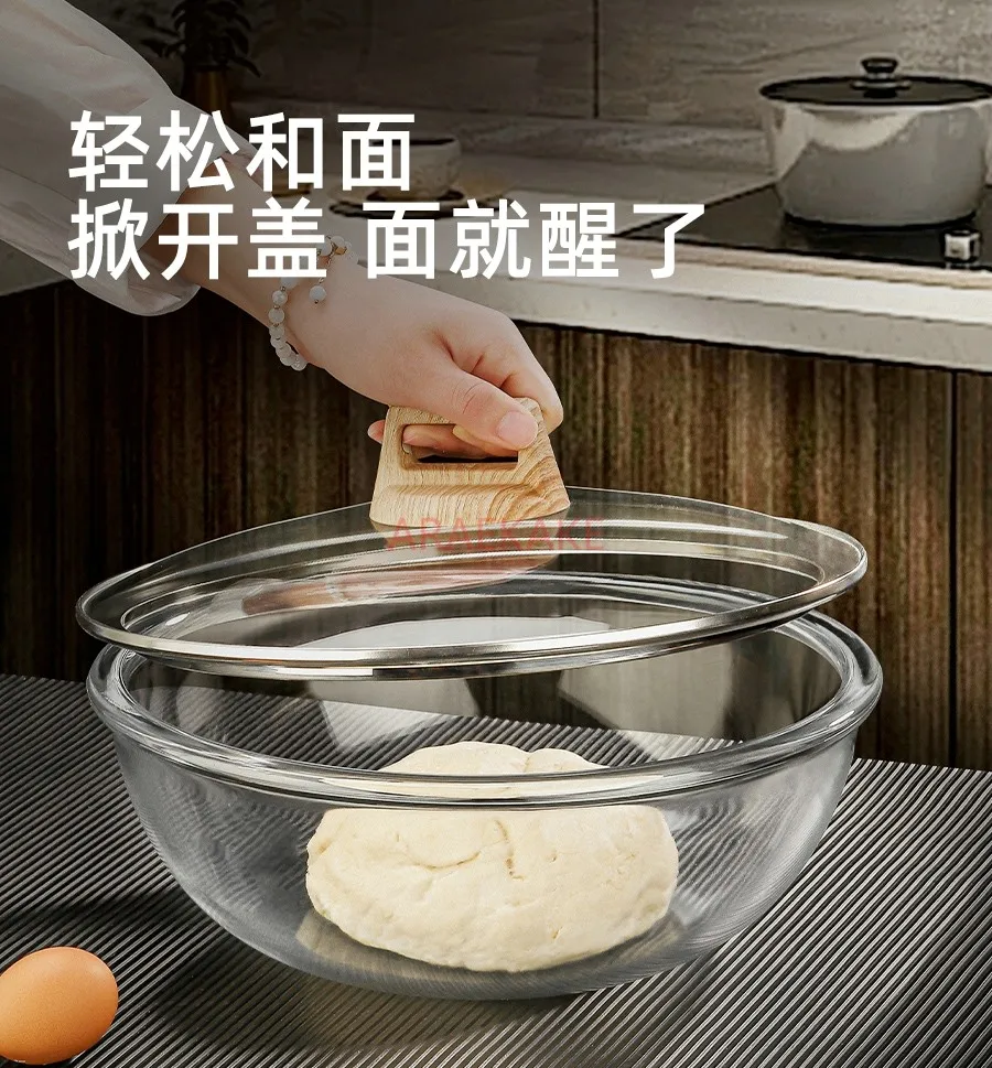 

4500ml Glass Bowl High Temperature Resistant Household Baking Glass Bowl with Lid Bowl Large Soup Bowl