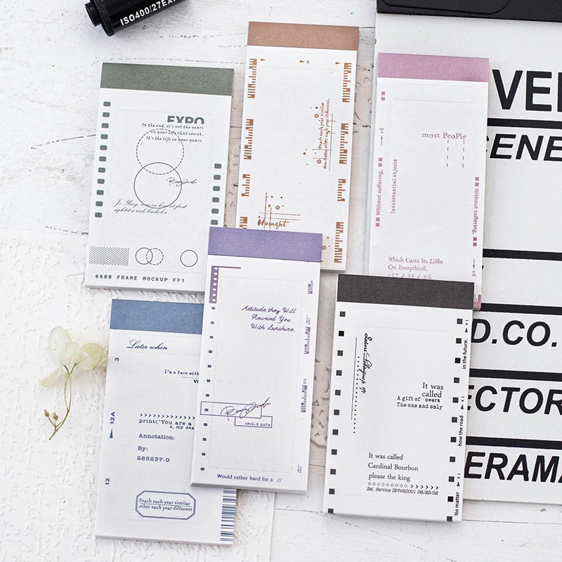 Yoofun 30sheets Vintage Film Border Material Paper Collage Art Supplies Stationery Memo Pads Journaling Scrapbooking Memo 4