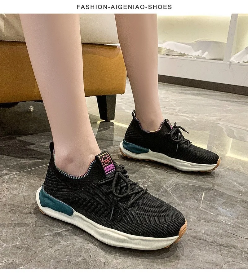 Brand Design Women Shoes Mesh Breathable Fashion Sneakers Lady Shoes Woman Lace-up Low Cut Casual Sport Shoes Platform Sneakers