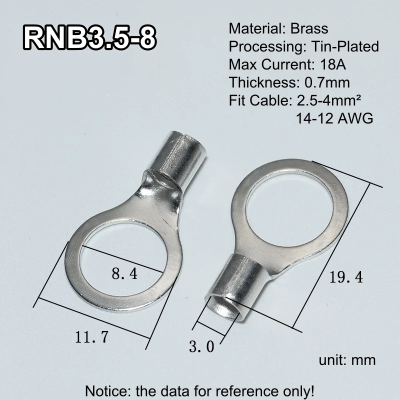 100pcs Brass Ring Terminal Block Connector Set