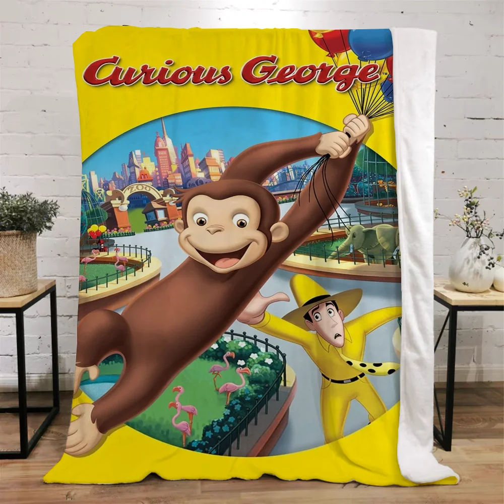 Curious George Blanket Bed Blankets & Throws Luxury Bedding Beach Towel Interior for Home Knitted Plaid Throw Knee Fluffy Soft & 2