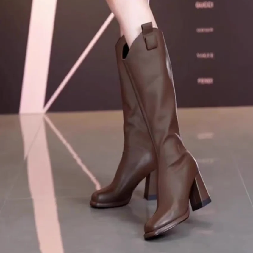 NEW 2024 Autumn and Winter Boots For Women Fashion Long Boots Female Elegant Square Heel Women's Knight Bootties Fashion Pumps