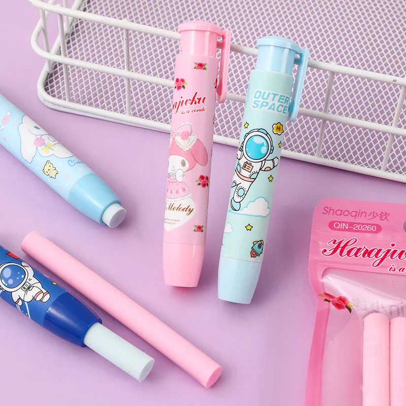 Cartoon Retractable Press Eraser Student Stationery Kindergarten School Children Special Cute Creative Rubber Stationery Supply