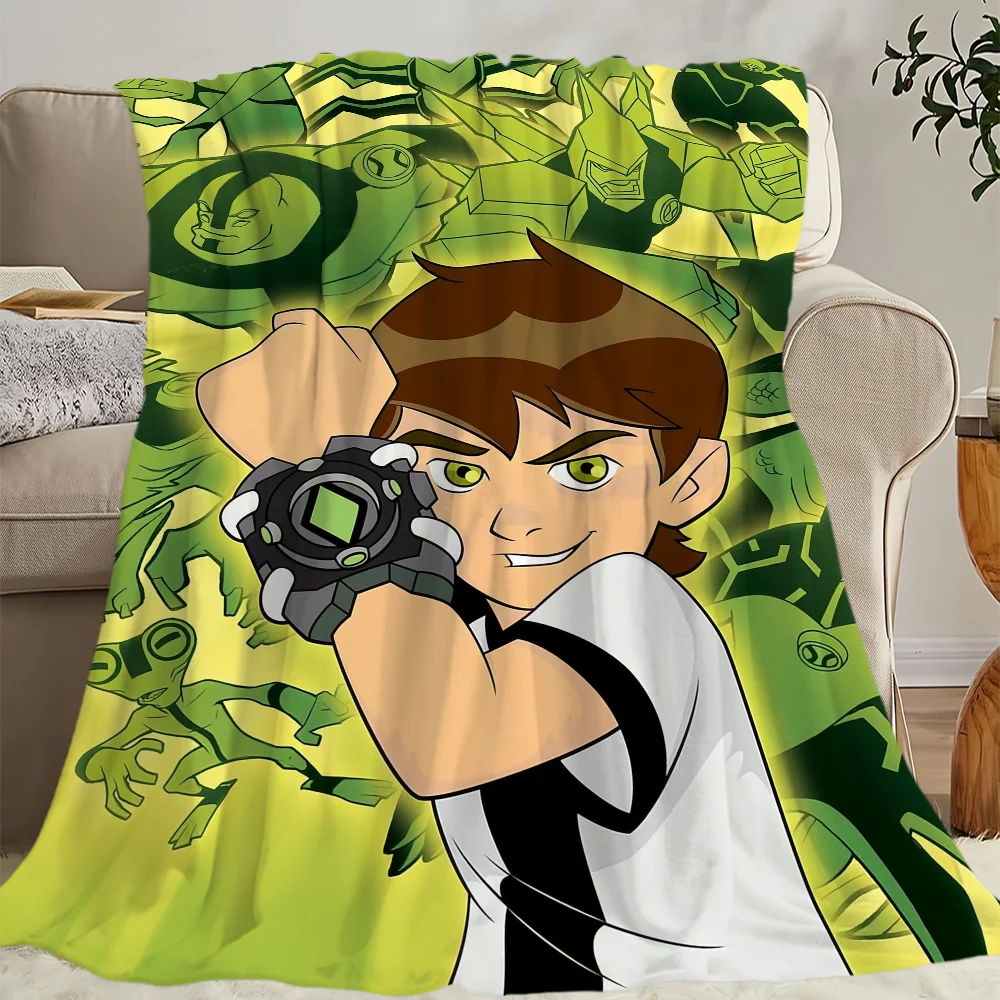 Cartoon B-Ben 10 Green Blanket Skin friendly comfort warm soft plush blanket suitable sofa living room office bedroom 6