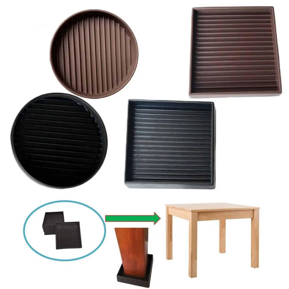 Set of 4 Non-Slip Rubber Furniture Pads and Caster Cups