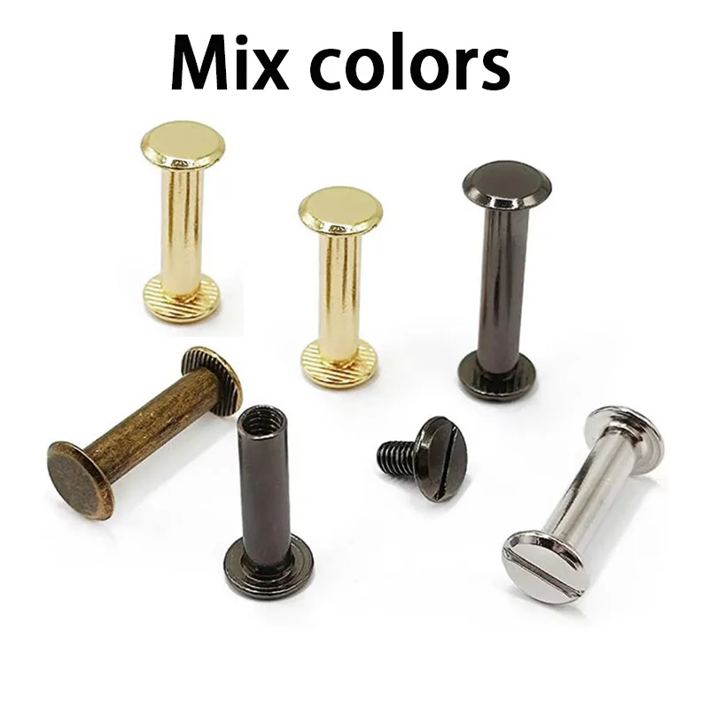20 Sets Metal Leather Craft Solid Nail Bolt Round Head Rivet Screws