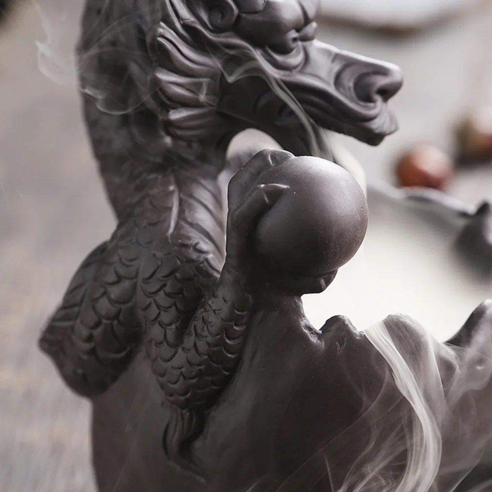 Dargon Skull Statue Home Decoration Fantasy Gifts Skull Backflow Incense Burner Creative Home Aromatherapy Gift - No Incense