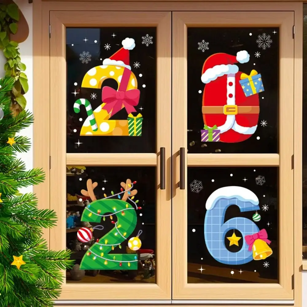 PVC Christmas Window Stickers Electrostatic Santa Claus Designs