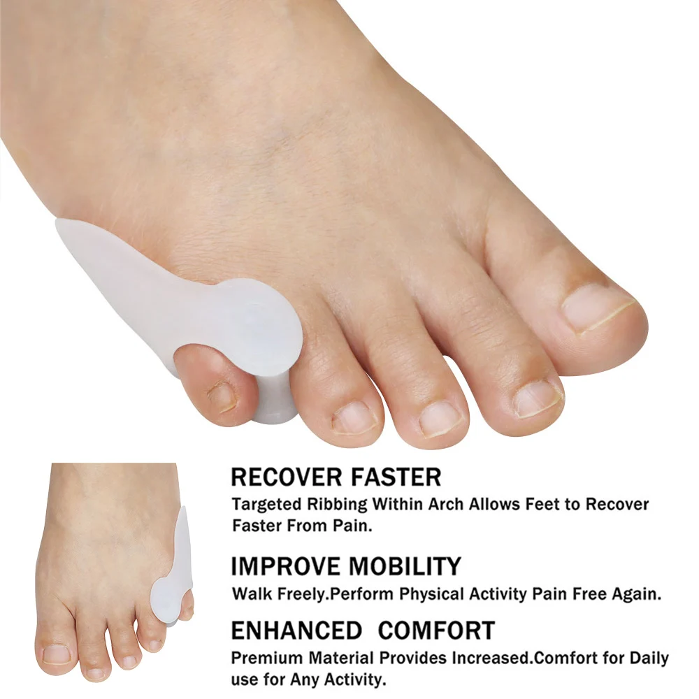 Pexmen 2/4Pcs Gel Pinky Bunion Corrector Little Toe Separator Bunionette Pads Toe for Pain Relief of Corn Callus and Blisters