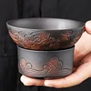 Long Handmade Jianshui Purple pottery Tea Filter Set Household Tea Separator Infusor Tea Strainer Tea Maker Tea Ornaments 2