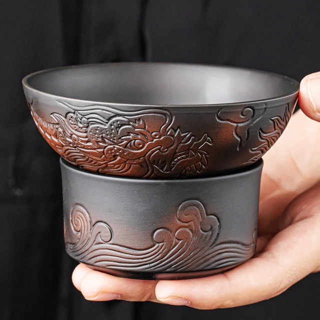 Long Handmade Jianshui Purple pottery Tea Filter Set Household Tea Separator Infusor Tea Strainer Tea Maker Tea Ornaments 2