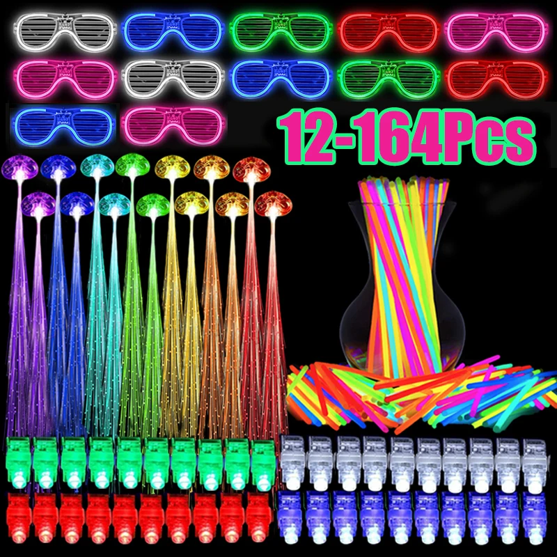 12-164pcs leuchten Party begünstigt LED-Leucht gläser helle Leuchtstäbe Finger  lichter LED-Lichter Haars pangen für Glow Party - AliExpress