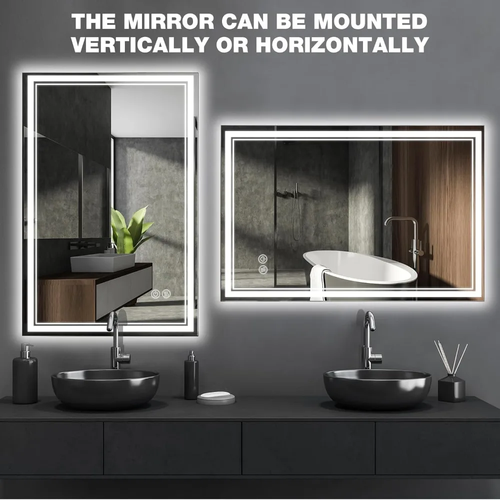 24'' X 36'' LED Bathroom Mirror with Backlit + Front 3 Colors Lights Mirrors Smart Wall-Mounted Bathroom Vanity Mirror