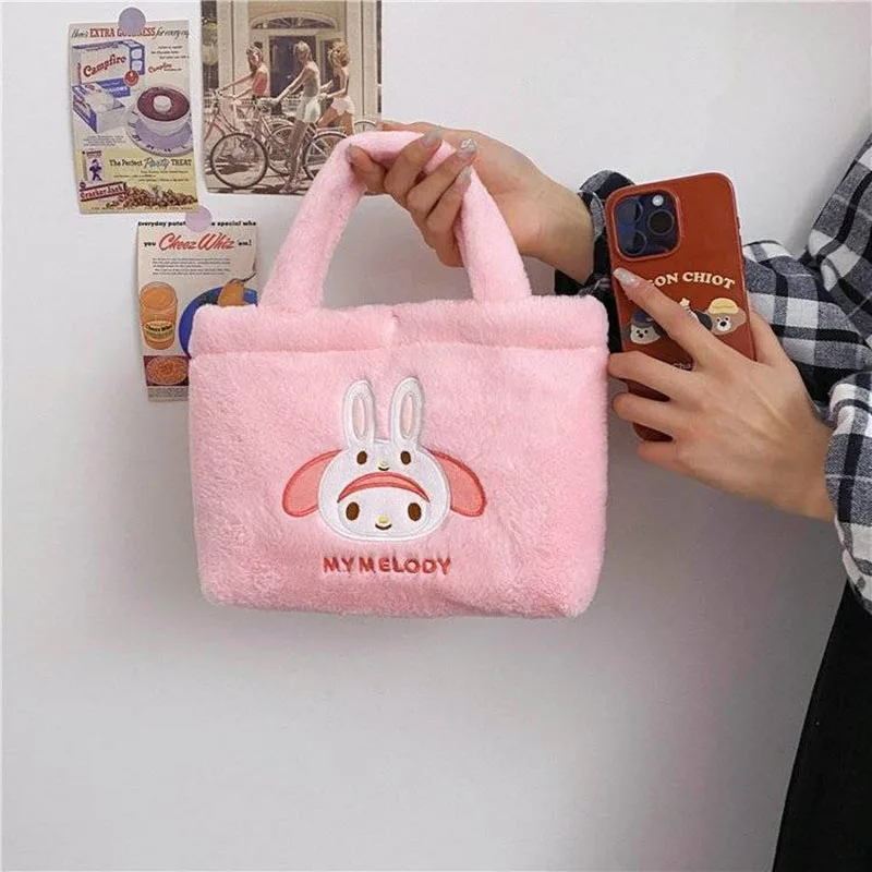 

Sanrio Mymelody Kawaii Anime New High Appearance Satchel Cinnamoroll Cute Cartoon Fashion Plush Bag Girl Handbag Toys for Kids
