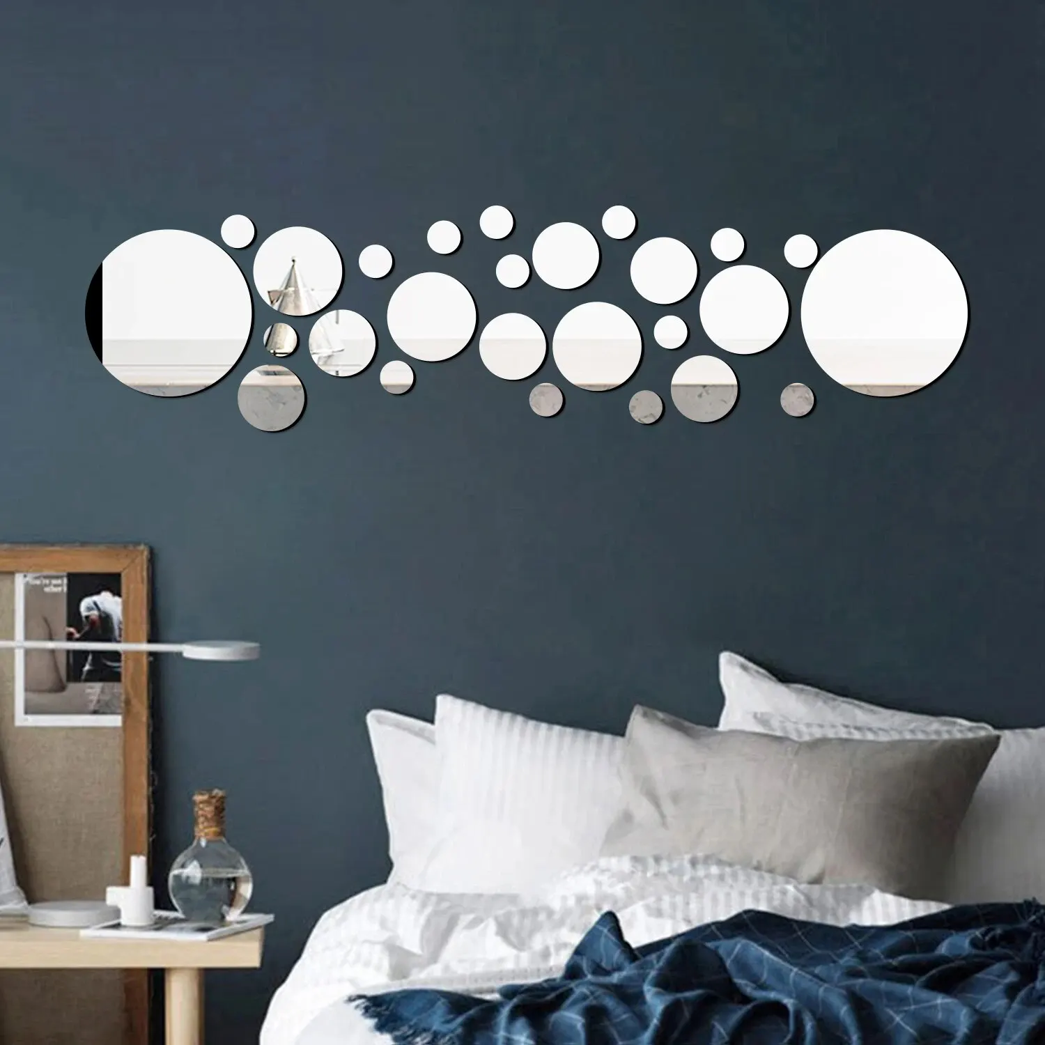 Wall Stickers 26PCS Geometric Circular Crystal Mirror Wall Sticker DIY Bedroom Living Room Home Decoration
