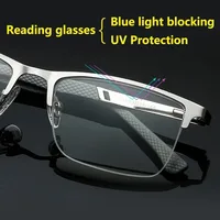 Lunettes de lecture demi-monture en métal pour hommes, monture de lunettes bloquant la lumière bleue, Type d'affaires, lunettes de Prescription de haute qualité 2