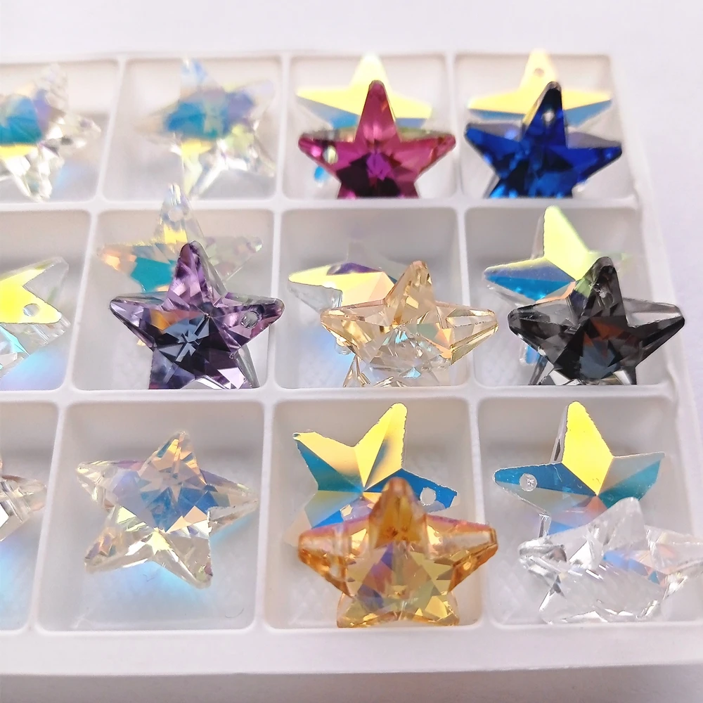 18MM Single Hole Glass Rhinestone Pendant Five Pointed Star Shape