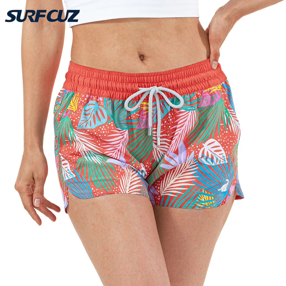 SURFCUZ Womens Stretch Board Shorts Quick Dry Surfing Swimming Trunks Summer Swimwear Bottoms Swim Beach Shorts for Women casual mens swim beach shorts summer board shorts transparent nylon quick dry shorts gyms joggers swimwear swimsuit bottoms