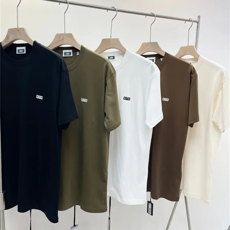 

Flocked Box Logo KITH FW Fashion T Shirt Men 1:1 Top Quality KITH Oversized Women Tee Vintage Short Sleeve Mens Clothing