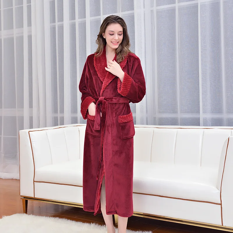 New Winter thickened Robe Couple Pajamas sleepwear pajamas cotton bathrobe Multi-Coloured Flannel Bathrobe Absorbent and Warm Soft and Comfortable
