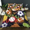Blue Flame Soccer Duvet Cover Set Children Boys 3D Printed Football Quilt Cover Sets with 2 Pillowcases with Zipper Queen Size 5