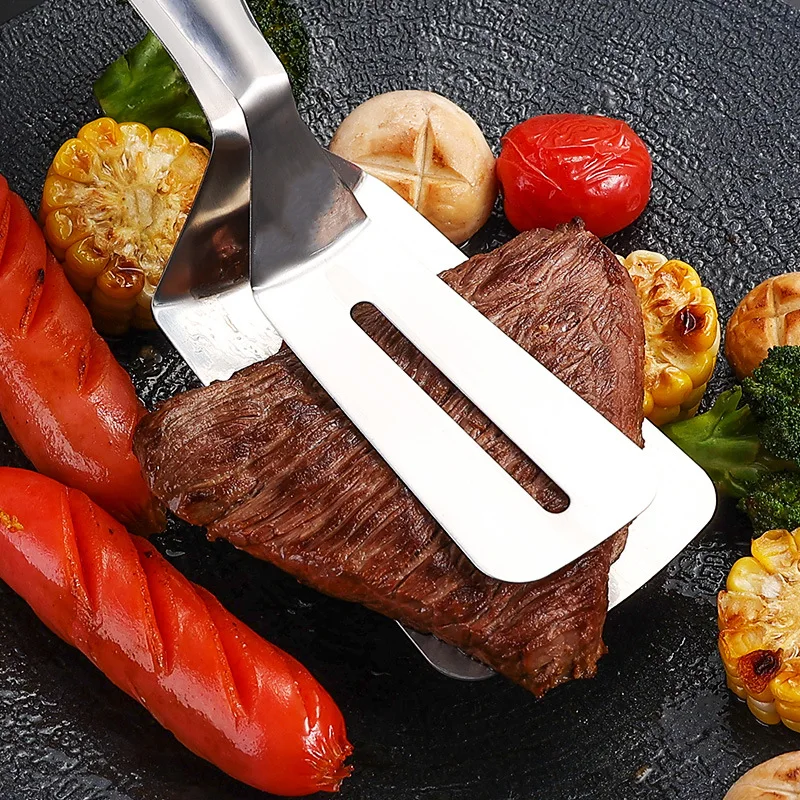 Stainless Steel Food Clip For Frying Steak And Fish With Bread Extended Shovel Clip Multifunctional Kitchen Barbecue Clip