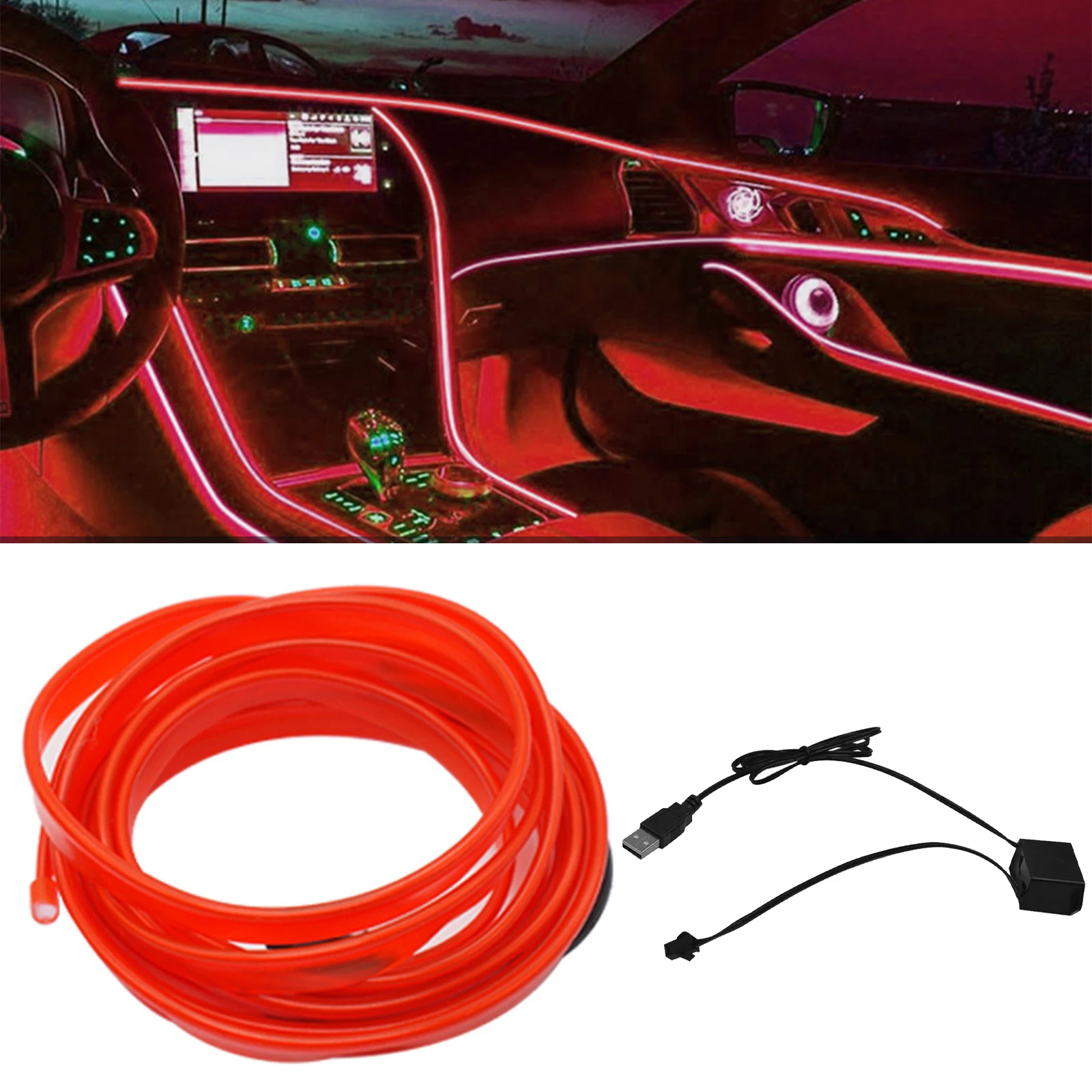 5m Car Interior Led Decorative Lamp El Wiring Neon Strip For Auto Diy