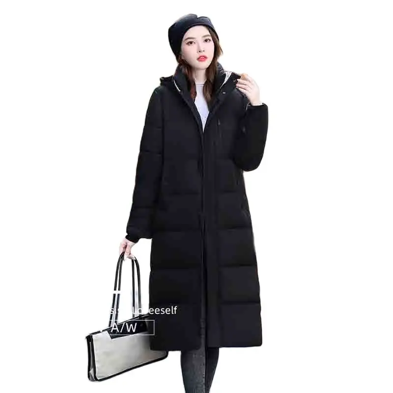 

Fashion Winter Down Ladies Long Warm Over The Knee Korean Version Loose Hooded Women