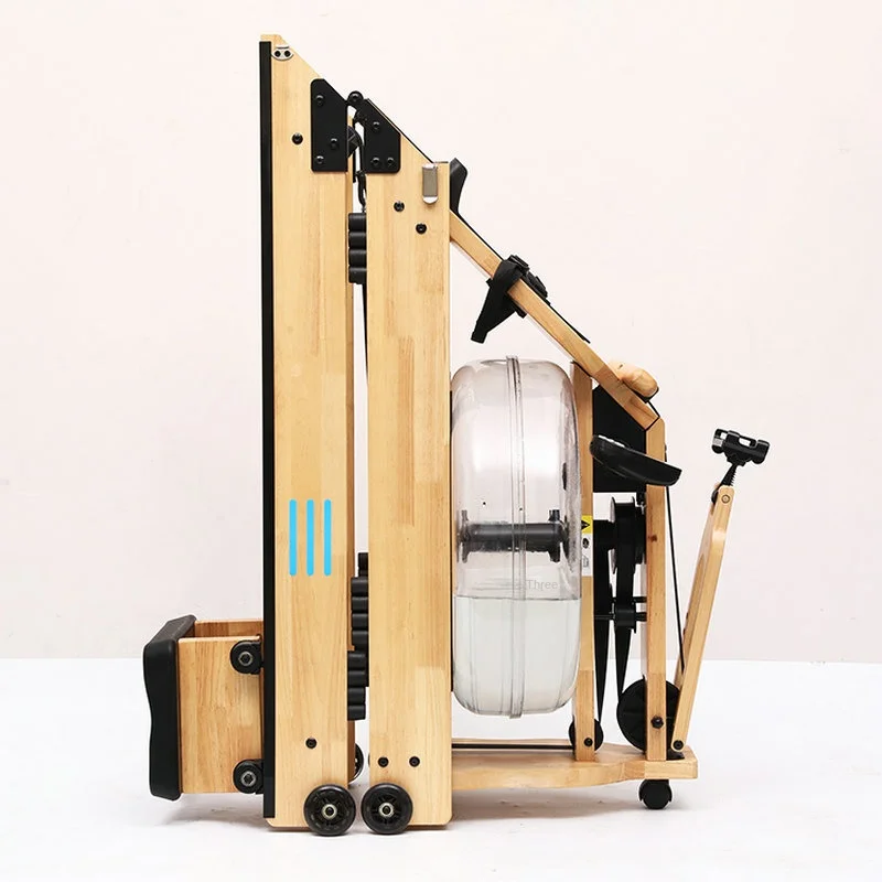 Water Resistance White Wax Wood Rowing Machine Bluetooth App Adjustable Water Resistance Rowing Machine