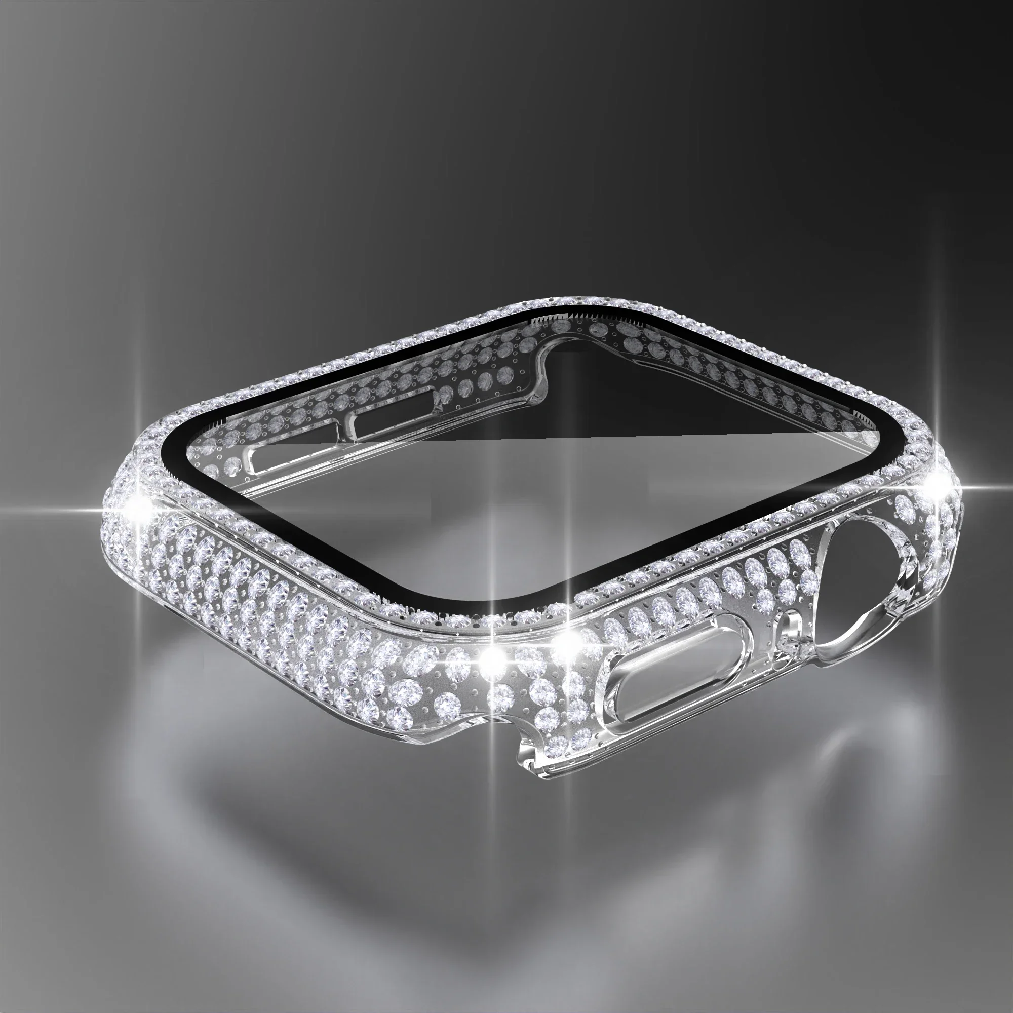 Luxurious Diamond-Embedded Tempered Glass Watch Case Cover