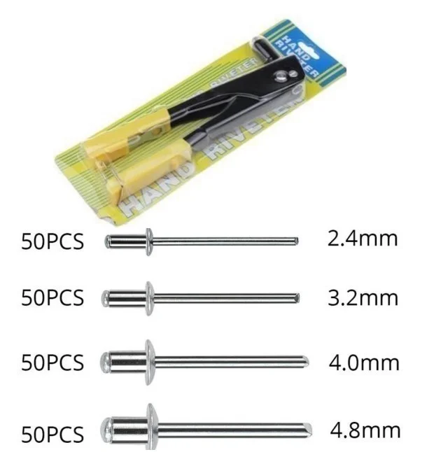 380/200/120/60pcs Heavy Duty Rivet Gun Set Hand Riveter Set Blind Rivet Pliers DIY Rivets Nut Automotive Tools