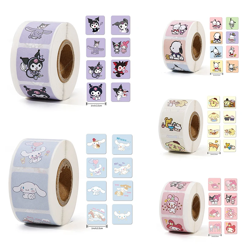 

500pcs Sanrio Stickers Cartoon Kuromi Hellokitty Anime Stickers Decorative Hand Account Stickers Sealing Tape Children Gifts