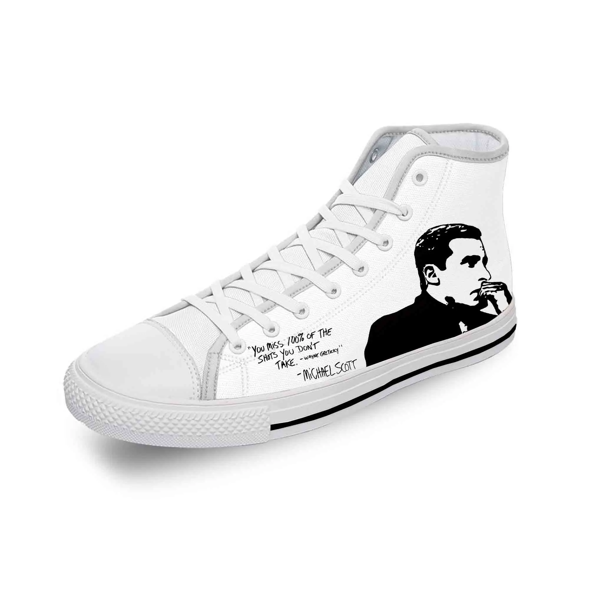 

Michael Scott The Office TV Show White Cloth Fashion 3D Print High Top Canvas Shoes Men Women Lightweight Breathable Sneakers