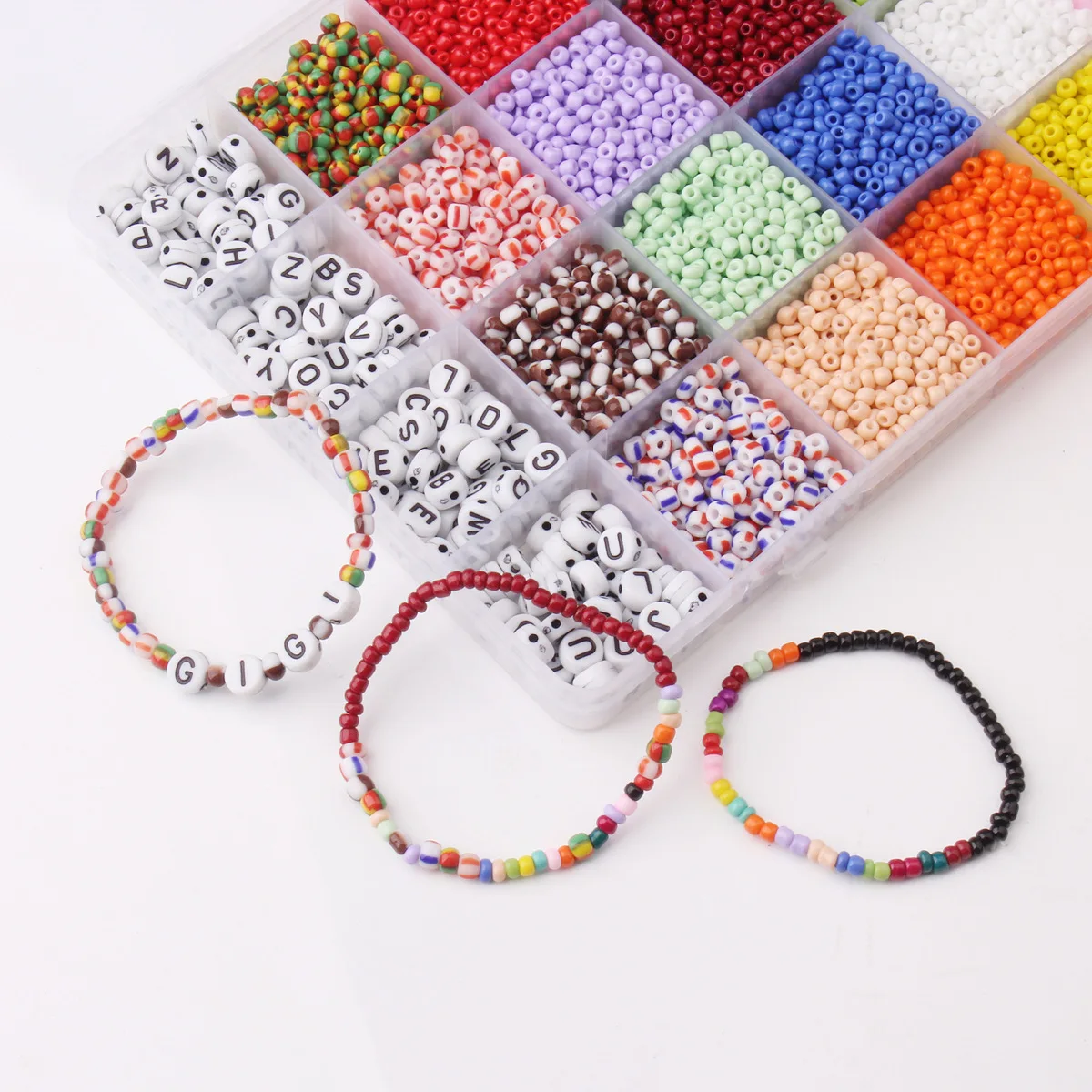 1000pcs Glass Seed Beads Kit Rice Beads Set for Jewelry Making Accessories DIY Bracelets Necklace Earring Craft Kits gift