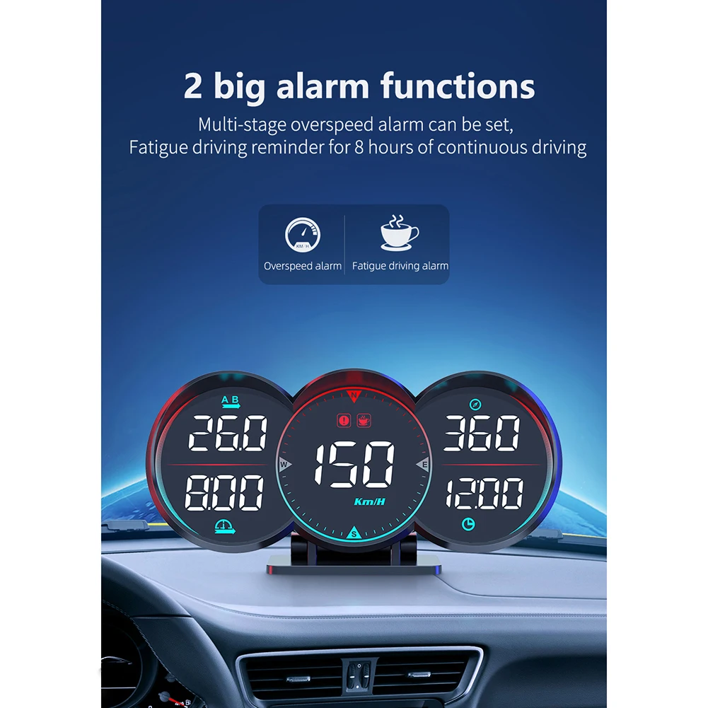 

1x2023 Новый универсальный Автомобильный цифровой GPS HUD Дисплей на лобовом стекле Спидометр Скорость Сигнализация компас дисплей многофункциональные аксессуары