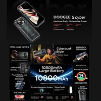 DOOGEE S Cyber Rugged Phone 6.58'' Android 14 Spreadtrum T606 8GB+256GB 10800mAh 50MP Main Camera 4G NFC Smartphone 2