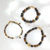 Lii Ji Natural Stone Black Tourmaline Tiger's Eye 4-8mm Stainless Steel 14K Gold Filled Bracelet Handmade  Jewelry For Female