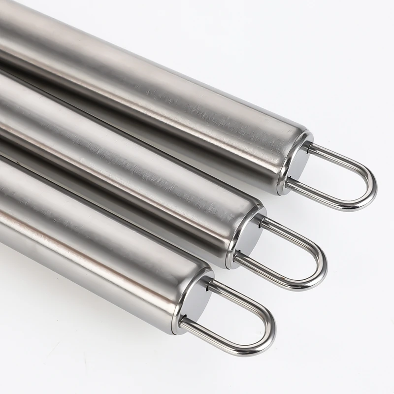 6Pcs/Set stainless steel barbecue stick metal skewers flat needle 40cm outdoor tools with bag