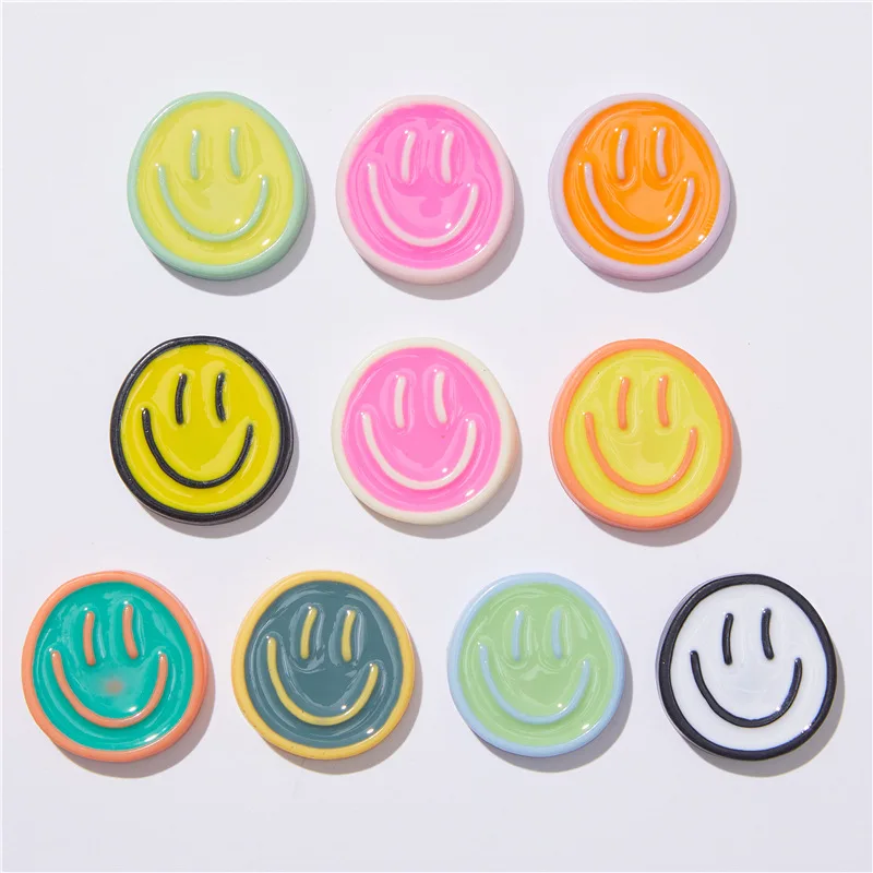 

10Pcs Colorful Smile Face Flat Back Resin Cabochon Arts Patches Jewelry Make Hair Accessories Craft Items with Free Shipping