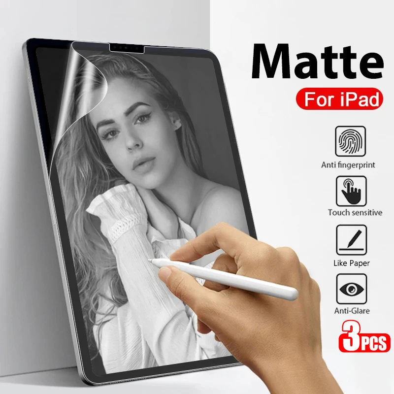 

3pcs Paper Feel Like Screen Protector For ipad 10th generation Air 5 4 10.9 iPad 10th 10.2 7th 8th 9th gen Pro 12.9 11 No Glass