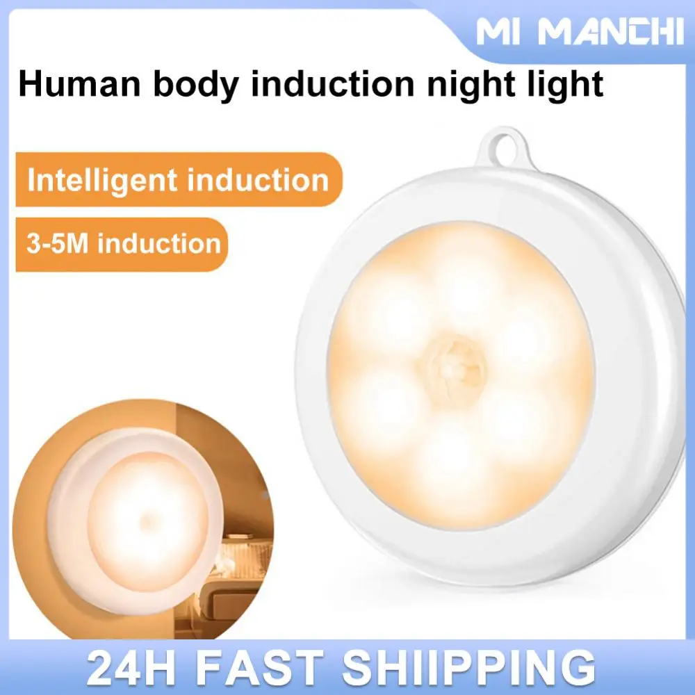 

Wireless Round Motion Sensor LED Night Light Battery Powered Cabinet Night Lamp Bedside Lights For Bedroom Home Closet Lighting
