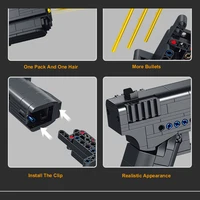 336PCS WW2 Military Weapons Guns G18 Automatic Pistol Building Blocks Model Can Fire Bullets Kit Army Moc Bricks Toys Boys Gift 4