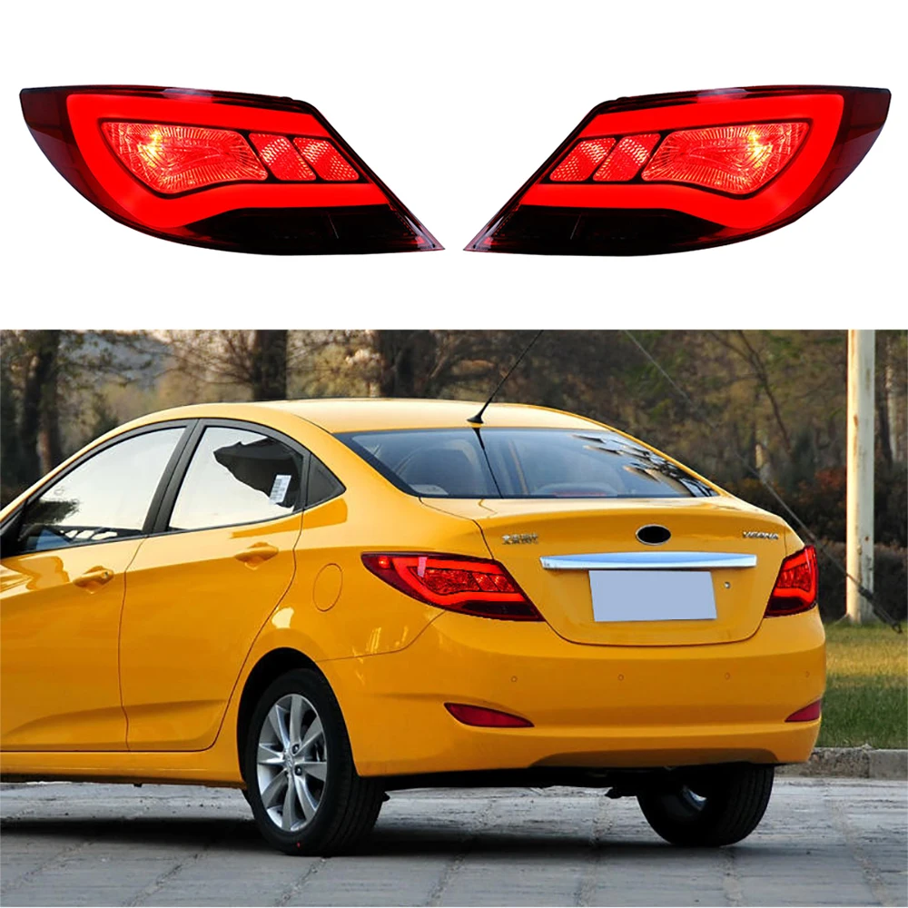 

CAR LED TAILLIGHT MODIFIED TAIL LAMP ASSEMBLY FOR HYUNDAI VERNA ACCENT 2010-2014 WITH TURN SIGNAL BRAKE REVERSE LIGHT