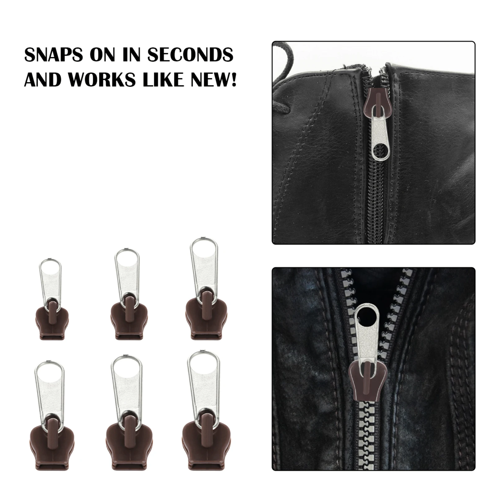 Zipper repair kit zipper pullers zipper sliders zipper heads zipper accessories 6pcs universal instant fix zipper repair kit replacement zip slider teeth zippers