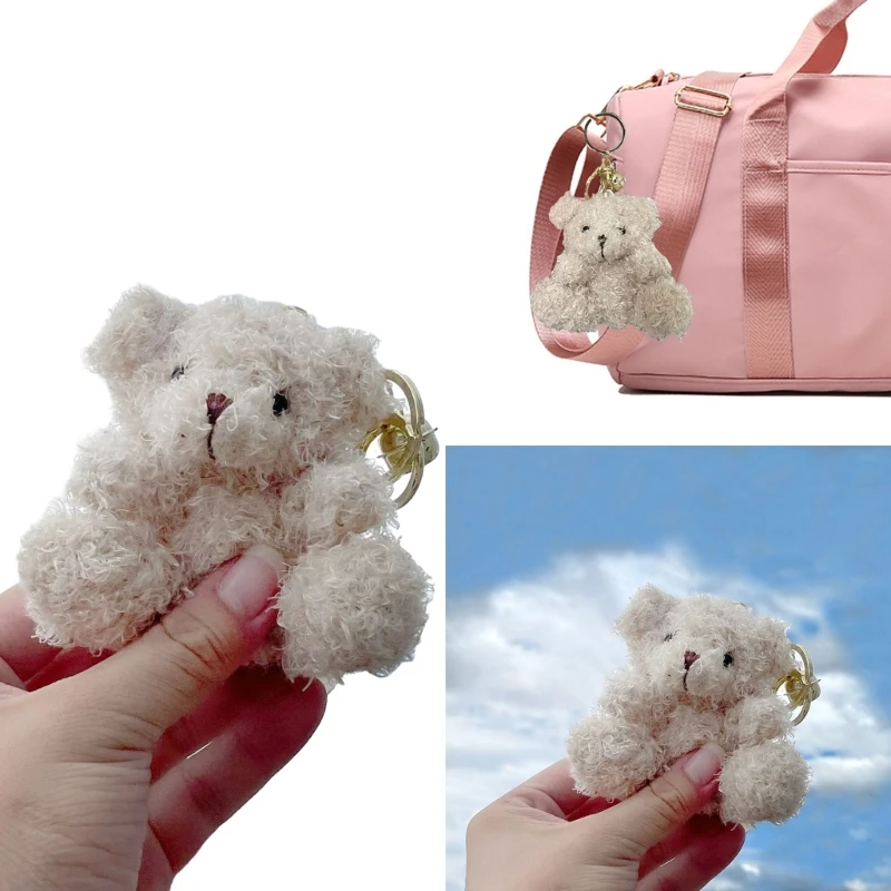 

Mini Bear Plush Bear Keychain Bag Ornament Women Handbag Decorations School Student Backpack Lovely Furry Pendant