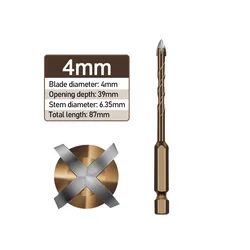 Versatile Hex Shank Drill Bits for Multiple Surfaces and Materials (Concrete Bit 4mm)