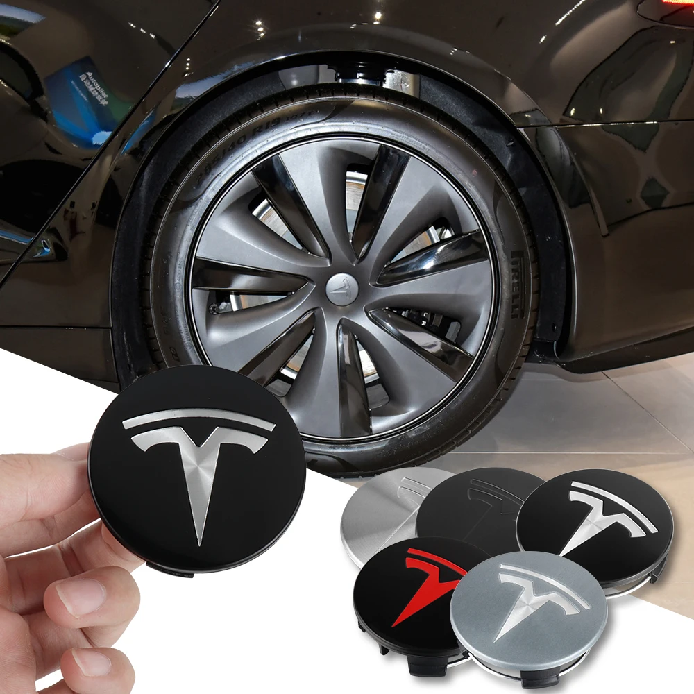 4PCS 56mm Car Wheel Center Caps Tyre Rim Hub cap Cover Stickers For Tesla Model 3 Model Y S X Cybertruck Coil wheel hub caps